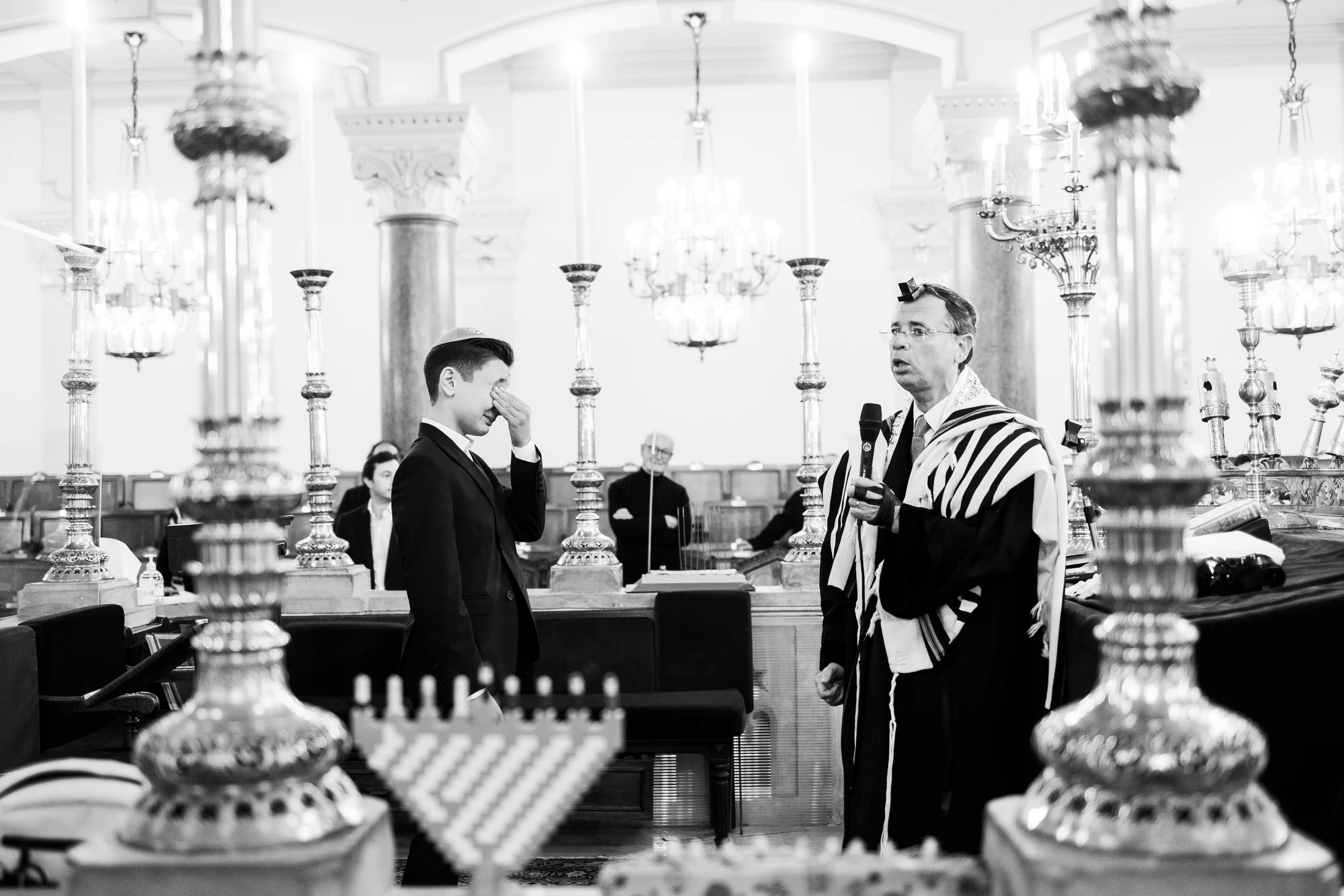 La grande synagogue, en noir et blanc