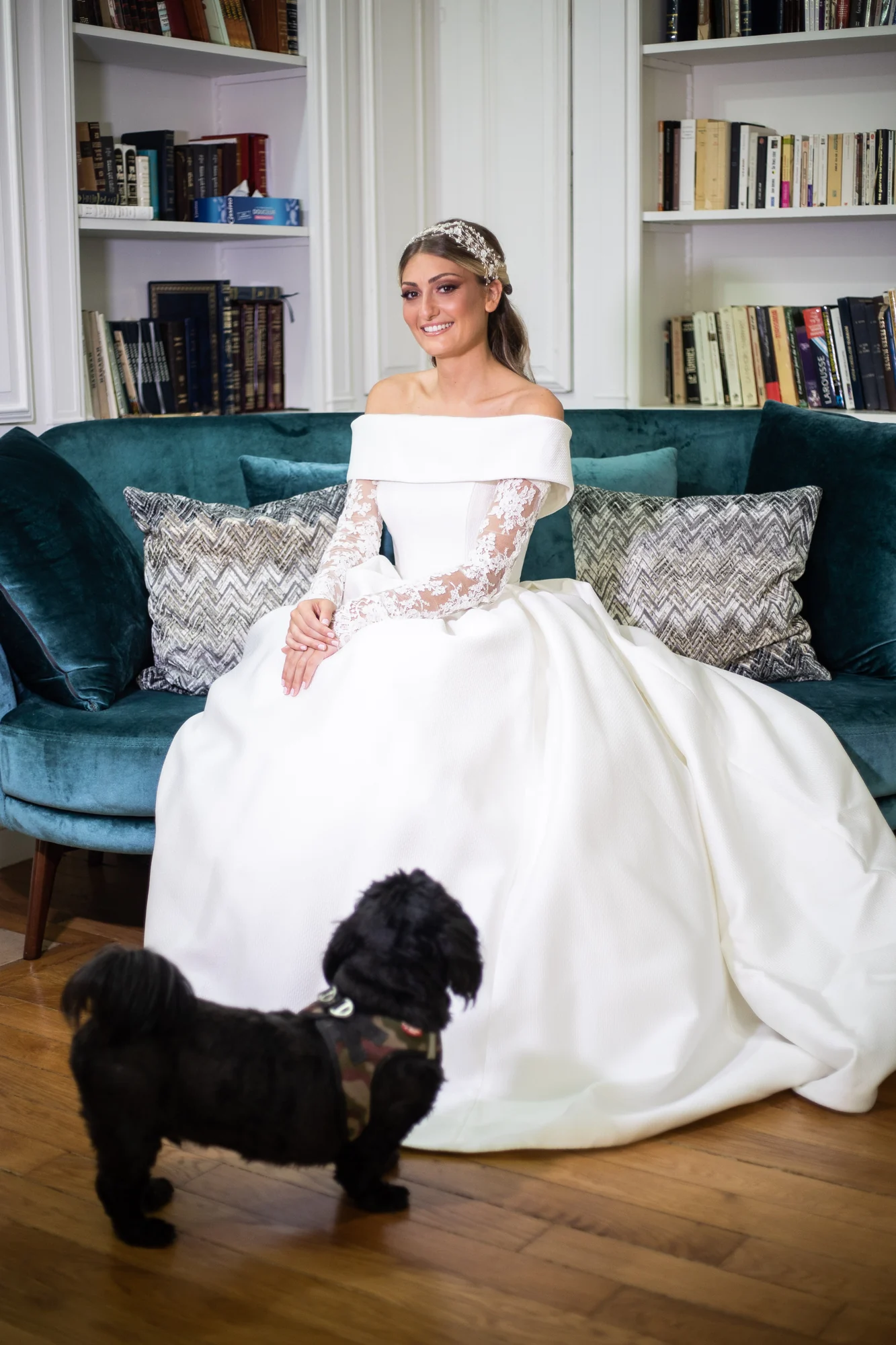 La mariée dans la bibliothèque